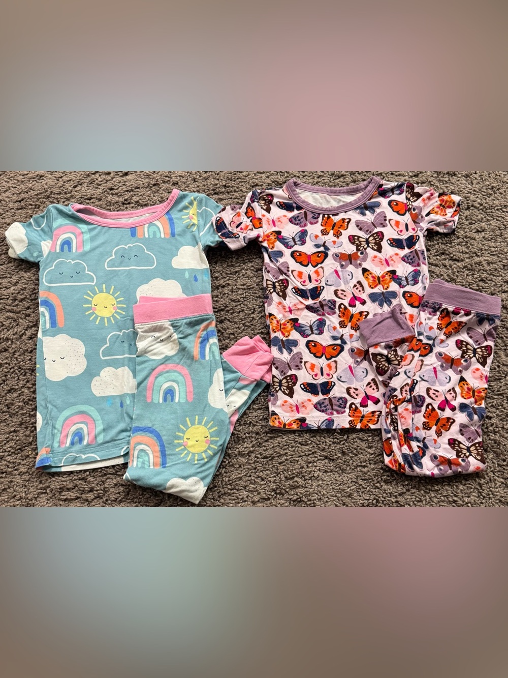 Little Sleepies Blue & Pink Rainbow and Butterfly Matching Set